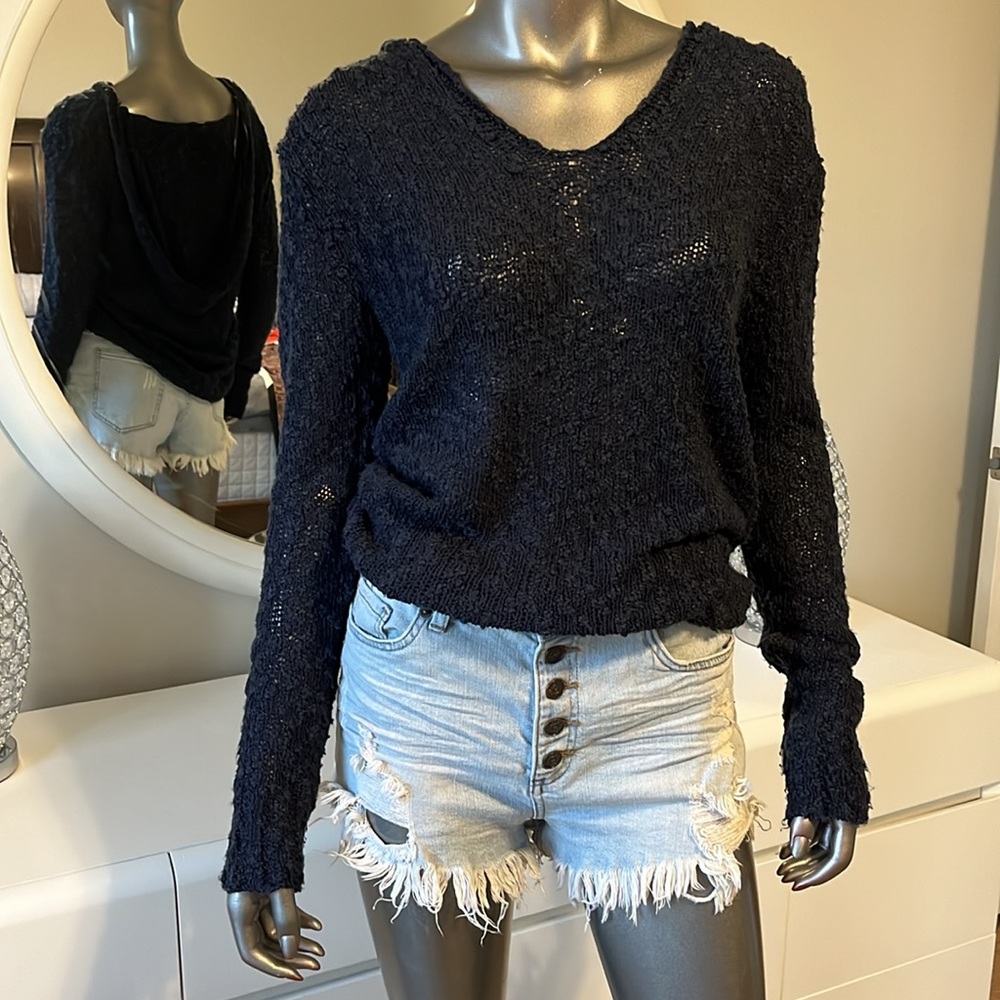 Forever 21 Navy Blue Hooded Sweater Size M